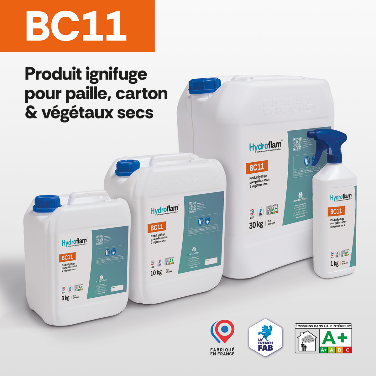Hydroflam® BC11 - Produit ignifuge pour paille, carton et végétaux secs - Protecflam