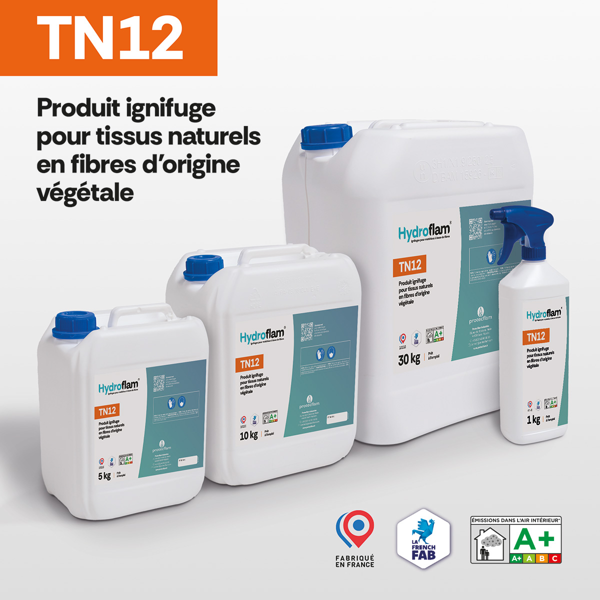 Hydroflam® TN12 - Produit ignifuge pour tissus naturels en fibres d'origine végétale - Protecflam
