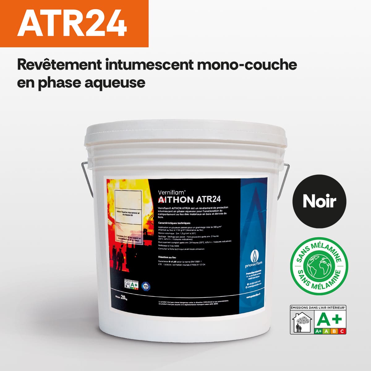 Verniflam® AITHON ATR24 noir - Revêtement intumescent mono-couche en phase aqueuse - Protecflam Industries